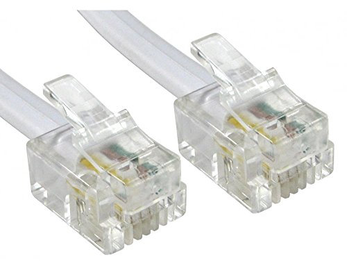Premium ADSL/Fibre Broadband Cable - Premium Quality/Gold Plated Contact Pins/High Speed/Router or Modem to RJ11 Phone Socket or Microfilter for use with ADSL/FTTC/Fibre (20m, White)