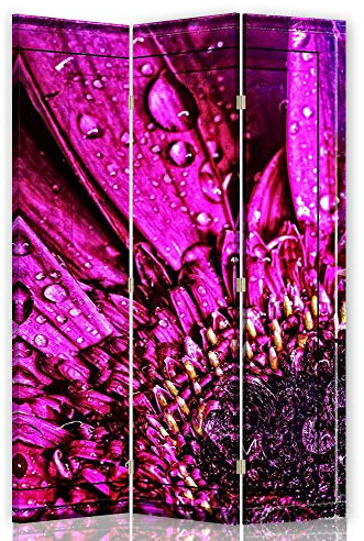 Trennwand Pinnwand Bild Blumen Raumteiler 3 TLG drehbar 360 Violett 110x175 cm