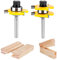 KOWOOD Tongue and Groove Set of 2 Pieces 1/4 Inch Shank Router Bit Set 3 Teeth Adjustable T Shape Wood Milling Cutter