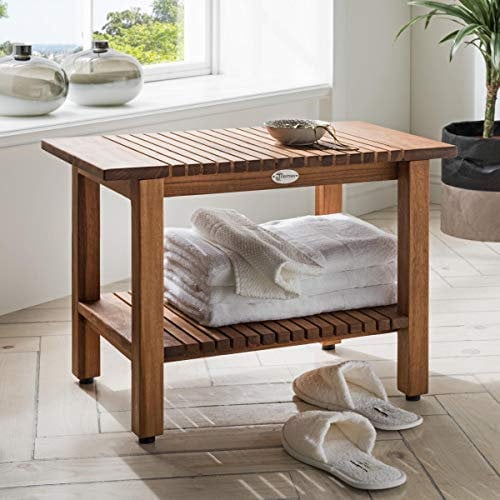 Destiny Beistelltisch SPA & Living geriffelt mit Ablagefach 61x35x44 cm Teak