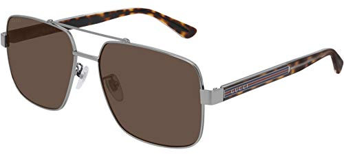 Gucci Unisex – Erwachsene GG0529S-002-60 Sonnenbrille, Ruthenium-Havana, 60
