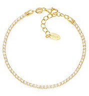 Amen Armband Tennis Bracelets aus 925er Silber vergoldet, mit Zirkoniasteinen verziert, Länge: 16 cm, BTGB16