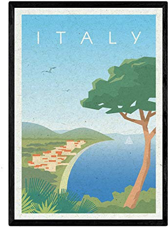 Nacnic Italien Blatt. Vintage-Stil. Poster Stadtfarben. Ad Italien Größe A4