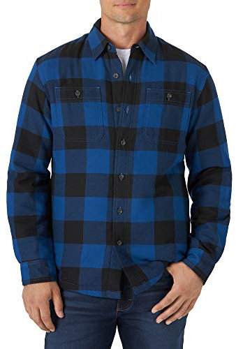 Wrangler Authentics Camicia in Pile Pesante a Maniche Lunghe, Blu Buffalo, S Uomo