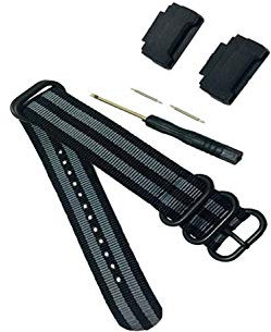 Richie strap]16mm Adapters Replacement Nylon Watch Band Strap for G-Shock MIL-Shock GA-110/100/150/200/300/400 GD-100//120 G-8900 GW-M5610 DW-6900 G-5600 GW-6900 DW-9052 GLS-8900 (Black Gray)