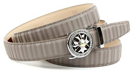 Anthoni Crown Damen Ledergürtel Gürtel, grau, 105