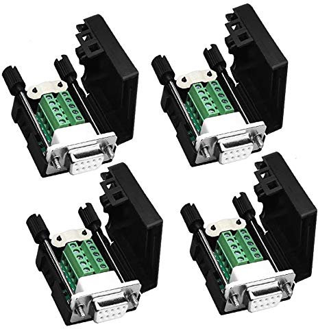 ZHITING 4 Stück DB9 Lötfreier RS232 D-SUB Serielle bis 9-polige Anschlussklemme Buchse Adapterstecker Breakout Board (mit Mutter)