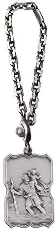 1001 Bijoux Porte Clef Argent 925‰ Massif Saint-Christophe rectangulaire Viel Argent + écrin (Offert) + Certificat d'Authenticité Argent 925‰