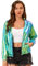 Allegra K Damen Bluson Langarm Metallic Jacke Holographic Party Reißverschluss Kapuzenjacke Blau Grün M