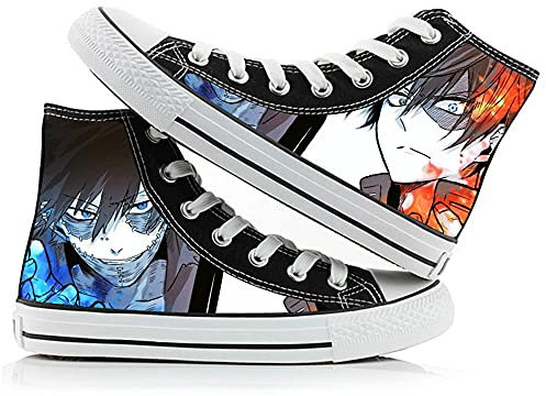 Zhongkaihua Unisex My Hero Academia Canvas Schuhe High-Top Schuhe Boku No Hero Academia Izuku Midoriya Katsuki Bakugo Shoto Todoroki Cosplay Casual Lace Up Sneakers für Anime Fans