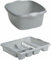 TENLITE SET OF 2 Large Rectangular Washing Up Bowl with large Dish Drainer For Kitchen Utensils - (Soft Grey, Rectangular Bowl, Large Dish Drainer)
