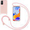 Coque pour Xiaomi Redmi Note 11 Pro 5G avec Cordon,Souple Silicone Housse avec Bandoulière en Nylon, Réglable Lanyard Case Protection Complète Cover Etui Antichoc Protection,Pink