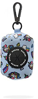 DUKIER - Distributeur de sacs pour excréments de chien, porte-sacs en tissu, accessoire pour animaux, avec mousqueton, design UNICORN