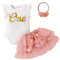 1 Geburtstag Mädchen Outfit Blumen Spitze Ärmellos Strampler Body+Tütü Tüllrock+Bowknot Stirnband 3tlg Bekleidungssets Erster Geburtstag Party Babykleidung Baby Fotoshooting Rosa Ärmellos 9-12 Monate