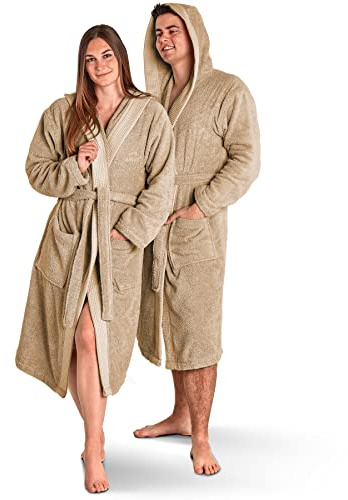 Merana Rome Bademantel Unisex | kuschelweicher und saugstarker Bademantel für Herren und Damen mit großer Kapuze | Frottier Luxus Qualität | 100% Baumwolle | Oeko-TEX | Premium Hotelqualität 450 GSM