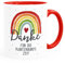 SpecialMe® Kaffee-Tasse Danke für die kunterbunte Zeit Regenbogen kleines Geschenk Abschied Erzieherin weiss-innen-rot standard