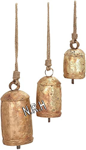 Campana decorativa de metal rústico para vaca, juego de 3
