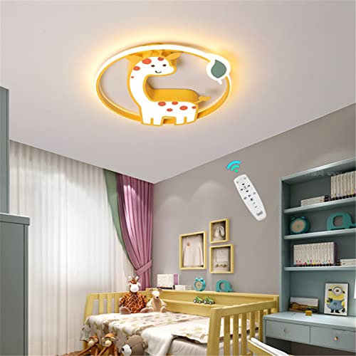 LED Deckenlampe Kinderzimmer 26W Cartoon Giraffe Form Deckenleuchte Dimmbar mit Fernbedienung Kinderlampe Junge Mädchen Babyzimmer Deko Decke Leuchte Schlafzimmer Lampe 40cm