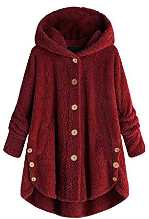 MICKURY Kapuzenpullover,Sweatshirt Damen Warehouse Deals Angebote Teddy Pulli Hoodie Grün Stone Strickjacke Tundra Pullover Strickjacke Kleid(Wein,L)