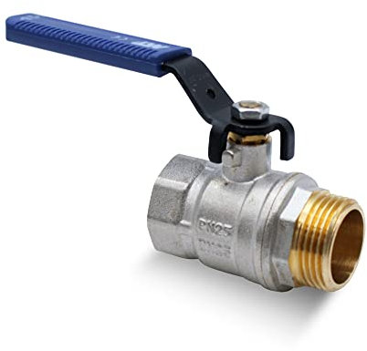 DOJA Barcelona | Palanca Valvula Bola | Azul | 3/4 | M - H | Palanca Llave Paso Fontaneria de Acero al Carbonio | Valvula de Palanca para Bombas de Agua, Tanques, Grifo Exterior, Conexiones de Agua