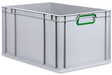 PROREGAL Eurobox NextGen Color | HxBxT 32x40x60cm | 65 Liter | Griffe grün geschlossen | Verstärkter Boden | Eurobehälter, Transportbox, Transportbehälter, Stapelbehälter