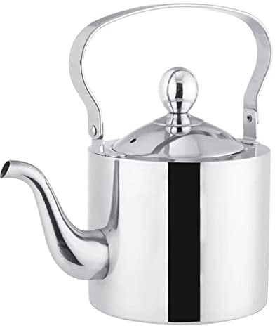 Reise Wasserkocher Edelstahl Reisewasserkocher Teekessel Wasserkessel Für Holzofen Mit Filter Wassereinspritzung Mit Großem Durchmesser Dicker Flacher Boden Filterloch (Sliver,2.0L)