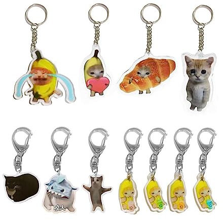 Nette Banane Meme Schlüsselanhänger Studenten Lustige Glückliche Liebe Brot Schwarz Lanyard Kleine Anhänger Katzen Kette Tasche