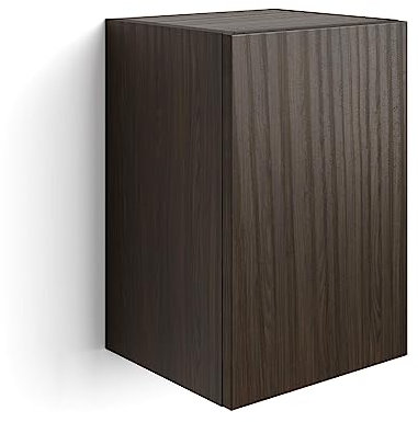 MOBILI FIVER, Estante Cubo de Pared con Puerta Iacopo, Color Nogal Americano, Aglomerado y Melamina, Armario de Pared para Entrada, Salon, Oficina, Made In Italy