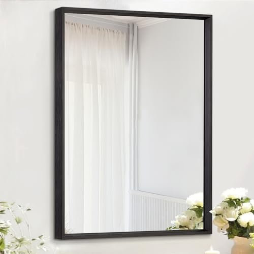 AAZZKANG Großer Spiegel für Wand,schwarz,70 x 50 cm,rechteckig,Metallrahmen,dekorativer Wandspiegel für Schlafzimmer, Wohnzimmer,Eingangsbereich,vertikal oder horizontal