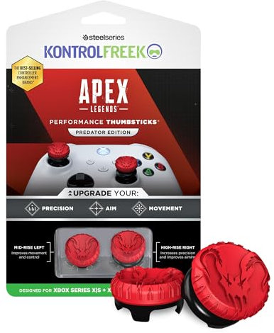 KontrolFreek Apex Legends: Predator Edition Performance Thumbsticks für Xbox One (XB1) und Xbox Series X (XBX) Controller, 1 High-Rise, 1 Mid-Rise, Concave | Rot/Schwarz