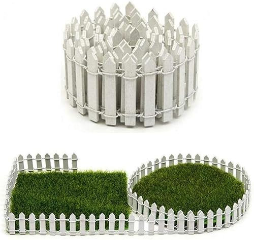 Gehanico Miniatur Möbel Holzzaun Deko Gartenzaun Grenze Bonsai Wichtel Haus Garten Deko Wichtelhaus Zubehör (Weiß)
