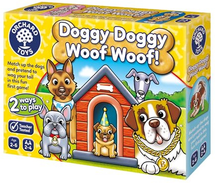 ORCHARD TOYS Doggy Doggy Woof Woof!, pädagogisches und lustiges Matching- und Gedächtnisspiel, ideal für Kinder im Alter von 2–6 Jahren