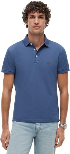 Tommy Hilfiger Herren Poloshirt Kurzarm 1985 Slim Fit, Blau (Aegean Sea), XL