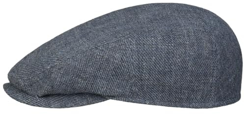 Stetson Kent Inspection Tag Flatcap Melierte Leinen-Schiebermütze Made in Germany Herren Frühjahr Sommer blau-meliert 63 cm