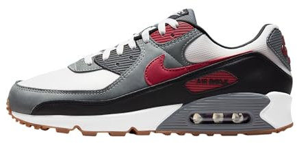 NIKE Mens Air Max 90 Sneaker, White Team Red Cool Grey Black, 7.5 UK
