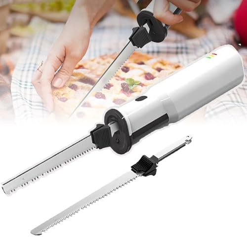 YhsPkh 8-Zoll-Akku-Elektro-Fleischtranchmesser Mit 2 Wellenschliffen, Fleischschneidemesser, 8-V-Lithiumbatterie-Brotklinge, Zum Tranchieren Von Fleisch Und Brot