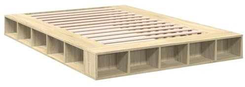 vidaXL Bettgestell, Bett mit Stauraum für Schlafzimmer, Bettrahmen mit Lattenrost, Schlafzimmerbett Doppelbett, Sonoma-Eiche 160x200cm Holzwerkstoff