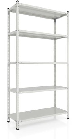 baudim - Metallregal: Flexibles Schraubregal für Lager und Werkstatt. Robustes Stahlregal mit anpassbaren Böden platzsparendes Lastenregal für effiziente Organisation 180x100x60 - Weiß