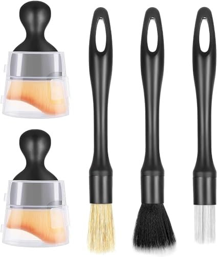 5Pcs Limpieza Cepillos para Vehículos sin Arañazos, Brocha Limpieza Coche, Cepillo de Detalle Detailing Coche, Cepillo para Limpieza Interior de Coche, Juego de Cepillos de Detallado