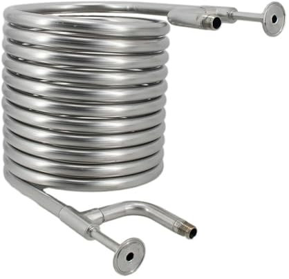 LXYTT Kühler, Gewundener Gegenstrom-Würzekühler (1,5 Zoll TC, 1/2 Zoll BSP-Wasserschlauchanschluss), Spule In Spule, 9,5 M, Brandneuer Edelstahl 304, 1 Stück