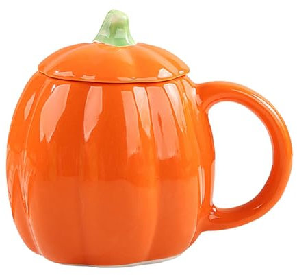 Tazze di zucca di Halloween, simpatica tazza di zucca in ceramica con coperchio, tazze da caffè a forma di zucca con tazza di Halloween da 550 ml