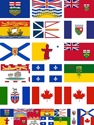 Daged Kanada Provinzen Territorien Flaggen Fahnen Set - Bundesstaaten, Territorien Aufkleber Karte Sticker-Bogen - PKW Auto Fahne Flagge Decal - PRO