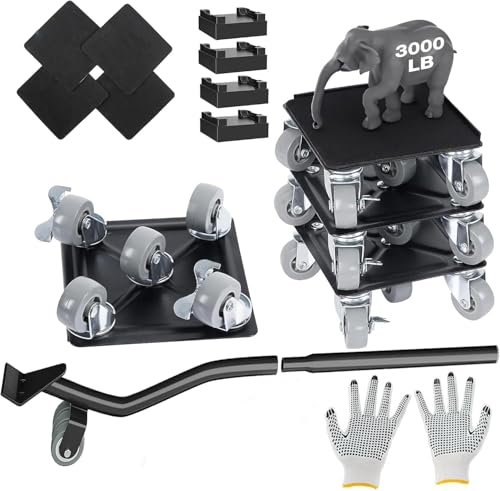 Tapvai Kit Professionnel de Transport de Meubles - 5 Roulettes et 1 Lève-Charge Avec Patins Antidérapants - Rotatif à 360° et Verrouillable - Pour Meubles Lourds