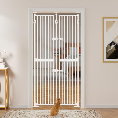 unipaws 188 cm hohes extra hohes Katzenschutzgitter, zweite Generation, stabiles Erhöhung, 86,9 cm - 100,3 cm breites Sicherheitsgitter für Tür, Tür für Treppen, automatisches Schließen und ohne