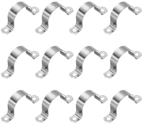 PATIKIL 45mm Rigid Pipe Strap,12Pcs 304 Stainless Steel Conduit Clamp 2Hole | Thicken U Bracket Pipe Clamp Tube Strap for Pipe Cable Wire Fixing,1-7/9