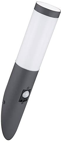 Außenwandlampe mit Bewegungsmelder Garten Wandleuchte Edelstahl anthrazit LED Fackel, 1x LED 6W 806lm warmweiß, DxH 7,6x41 cm