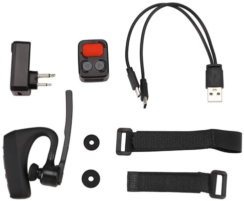 Quystetes Walkie Talkie Auricular Bluetooth con Adaptador de Enchufe M Control Remoto Inalámbrico PTT para Restaurante Hotel