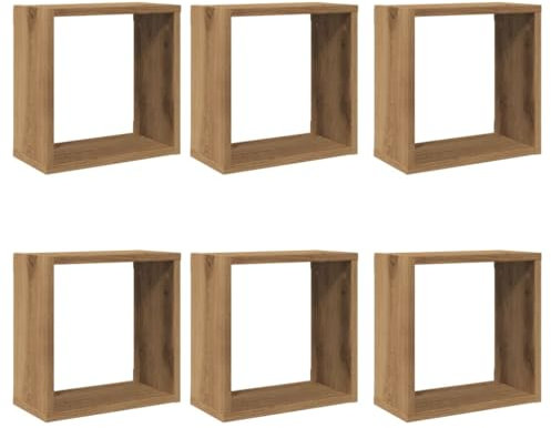 HEFZGDB Würfel-Wandregale 6 STK. Artisan-Eiche 30x15x30 Holzwerkstoff Wandregal Klein Kleines Wandregal Regalboden Wandablage für Wohnbereich Schlafzimmer Küche Badezimmer