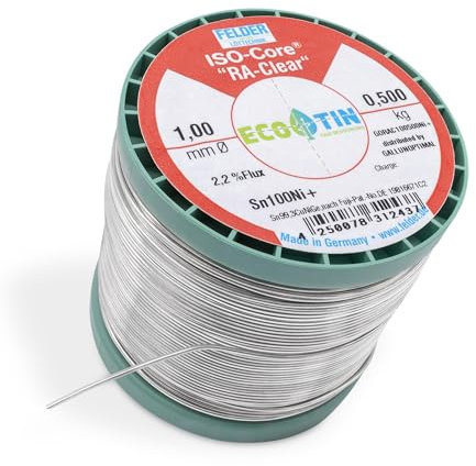GALLUNOPTIMAL by FELDER Lötdraht Sn100Ni+ für stärker oxidierte Lötstellen | 1,0mm | 500g Spule | bleifrei mit 2,2% Flussmittel RA-Clear | REM1 | für Elektronik, Kabel und elektrische Anwendungen