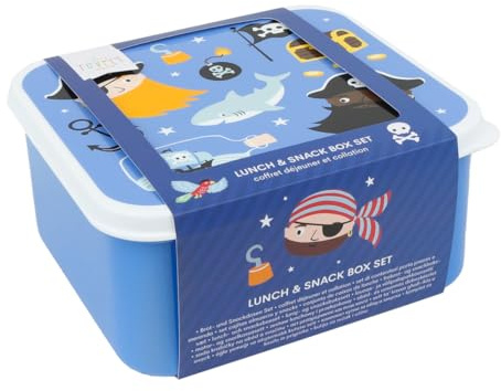 A Little Lovely Company Lunch & Snack Box Set, 4-teilig, on the go, stapelbar, verschiedene Größen (Piraten)
